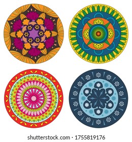 Flower Mandalas. Decorative elements. Oriental pattern.