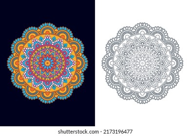 Flower Mandalas, decorative elements, Ornament mandala, Vector indian Mandala pattern design vector, coloring book adults content relaxing