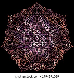 Flower Mandalas gold. Vintage decorative elements. black background. Oriental pattern, vector illustration. Islam, Arabic, Indian, turkish, pakistan, chinese,