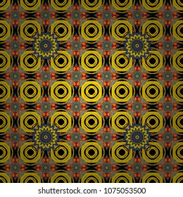 Flower Mandalas seamless pattern. Black, blue and yellow vintage decorative elements. Oriental pattern, Islam, Arabic, Indian, turkish, pakistan, chinese, mystic, ottoman motifs.