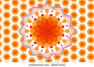 Flower Mandalas Vector Graphics. Flower background. Bed cover or cloth design. 