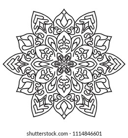 Flower Mandalas. Vintage decorative elements. . Oriental vector. Coloring book page. Oriental pattern illustration. Islam, Arabic, Indian, turkish, pakistan, chinese, ottoman motifs