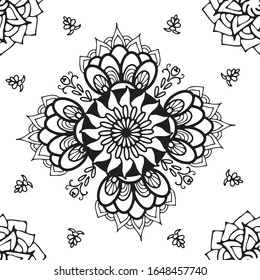 Mandalas de flores. Elementos decorativos de época. Ilustración oriental. Islam, árabe, indio, turco, chino, motivos
