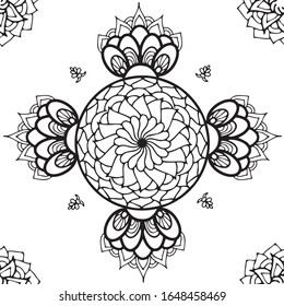 Flower Mandalas. Vintage decorative elements. Oriental pattern illustration. Islam, Arabic, Indian, turkish, chinese,  motifs