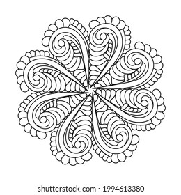 Mandalas de flores. Elementos decorativos vintage, ilustración vectorial. Mandala de la página del libro de coloreado