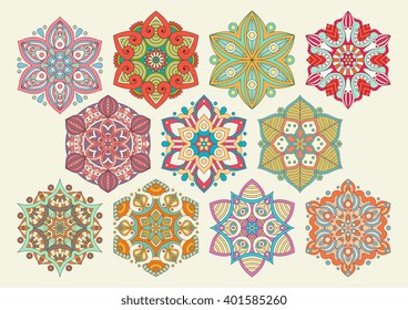 Flower Mandalas. Vintage decorative elements. Oriental pattern, vector illustration. Islam, Arabic, Indian, turkish, pakistan, chinese, ottoman motifs