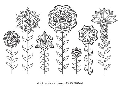 Flower Mandalas. Vintage decorative elements. Oriental pattern, vector illustration. Islam, Arabic, Indian, turkish, pakistan, chinese, ottoman motifs