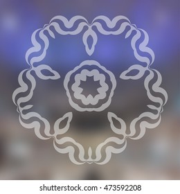 Flower Mandalas. Vintage Decorative Elements. Oriental Pattern Vector illustration. Islam, Arabic, Indian, Turkish, Motifs. White and Grey Colors on the Blur Background