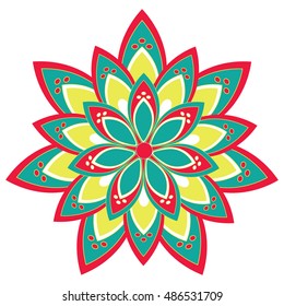 Flower Mandalas. Vintage decorative elements. Arabic, Indian, turkish, pakistan motifs. Isolated element on white background.
