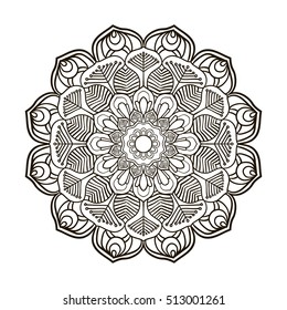 Flower Mandalas. Vintage decorative elements. Oriental pattern, vector illustration. Islam, Arabic, Indian, turkish, pakistan, chinese, ottoman motifs. Vector for coloring page for adults