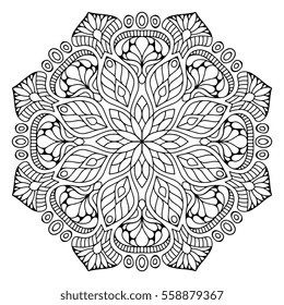 Flower Mandalas. Vintage decorative elements. Oriental pattern, vector illustration. Islam, Arabic, Indian, turkish, pakistan, chinese, mystic, ottoman motifs. Coloring book page mandala