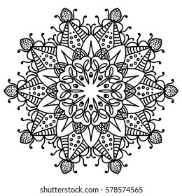 Flower Mandalas. Vintage decorative elements. Oriental pattern, vector illustration. Islam, Arabic, Indian, turkish, pakistan, chinese, mystic, ottoman motifs. Coloring book page mandala