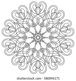 Flower Mandalas. Vintage decorative elements. Oriental pattern, vector illustration. Islam, Arabic, Indian, turkish, pakistan, chinese, mystic, ottoman motifs. Coloring book page mandala. tattoo