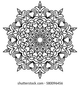 Flower Mandalas. Vintage decorative elements. Oriental pattern, vector illustration. Islam, Arabic, Indian, turkish, pakistan, chinese, mystic, ottoman motifs. Coloring book page mandala. tattoo