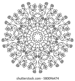 Flower Mandalas. Vintage decorative elements. Oriental pattern, vector illustration. Islam, Arabic, Indian, turkish, pakistan, chinese, mystic, ottoman motifs. Coloring book page mandala. tattoo