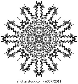 Flower Mandalas. Vintage decorative elements. Oriental pattern, vector illustration. Hand drawn background. Islam, Arabic, Indian ottoman motifs. Vector