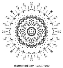 Flower Mandalas. Vintage decorative elements. Oriental pattern, vector illustration. Hand drawn background. Islam, Arabic, Indian ottoman motifs