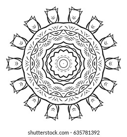 Flower Mandalas. Vintage decorative elements. Oriental pattern, vector illustration. Hand drawn background. Islam, Arabic, Indian ottoman motifs