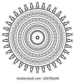 Flower Mandalas. Vintage decorative elements. Oriental pattern, vector illustration. Hand drawn background. Islam, Arabic, Indian ottoman motifs
