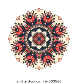 Flower Mandalas. Vintage decorative elements. Oriental pattern, vector illustration. Islam, Arabic, Indian, turkish, pakistan, chinese, ottoman motifs