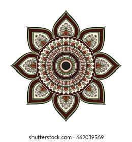 Flower Mandalas. Vintage decorative elements. Oriental pattern, vector illustration. Islam, Arabic, Indian, turkish, pakistan, chinese, ottoman motifs