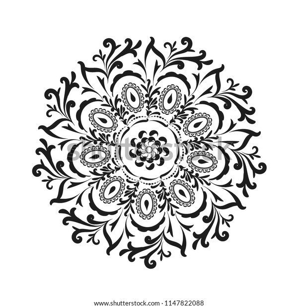 Flower Mandalav Blackandwhite Color Decorative Elements Stock Vector ...