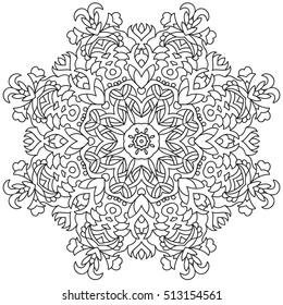 Flower Mandala.Vector Ethnic Oriental Circle Ornament.. Islam, Arabic, Indian, ottoman motifs.White background.