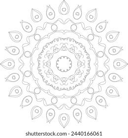 Flower Mandala.Vintage decorative elements. Oriental pattern, vector illustration.Islam,Arabic, Indian,Moroccan,Spanish,Turkish,Pakistani, Chinese, Mystic, and Ottoman motifs.Coloring book page.