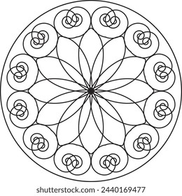 Flower Mandala.Vintage decorative elements. Oriental pattern, vector illustration.Islam,Arabic, Indian,Moroccan,Spanish,Turkish,Pakistani, Chinese, Mystic, and Ottoman motifs.Coloring book page.