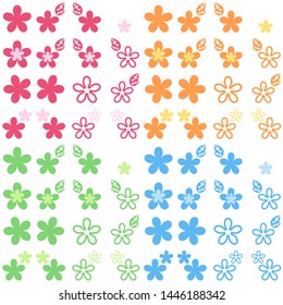 Flower mark 4 color set 1 (pink, orange, green and blue)