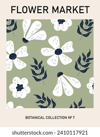 Flower market collage. Texture and wallpapers with floral patterns. Backgrounds with plants. Beauty, elegance and aesthetics. Electronic commerce and marketing. Cartoon flat vector illustration