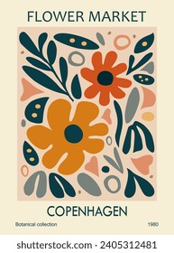 Flower Market Copenhagen poster vector art print.