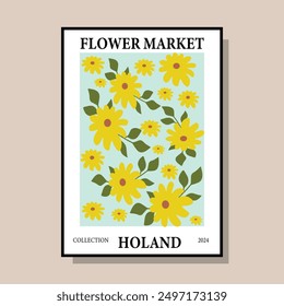 Flower market holand illustration print flower design modern poster plant 