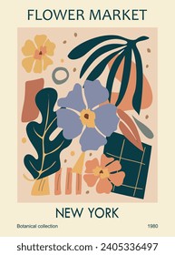 Flower Market New York poster vector art print.