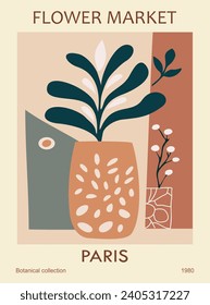 Flower Market Paris poster vector art print.