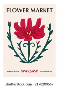 Flower Market Wall Decor Poster In Vector. Contemporary Wall Art.