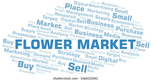 Flower Market word cloud. Vector made with text only