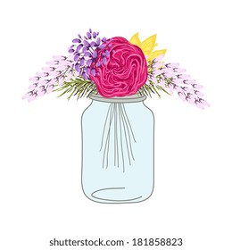 Flower Mason Jars Set Stock Vector (Royalty Free) 181858823