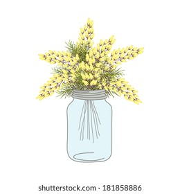 Flower In Mason Jars set