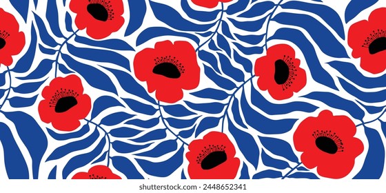 Flower matisse seamless pattern. flower pattern.