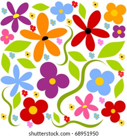 Flower meadow  background - colorful vector