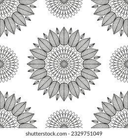 Flower meadow coloring page. Coloring book for adults and children.