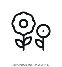 Flower meadow isolated icon, meadow flowers vector symbol with editable stroke