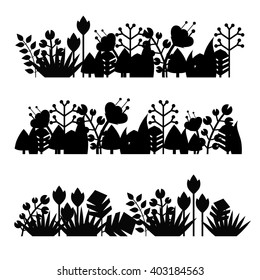 flower meadow. silhouette