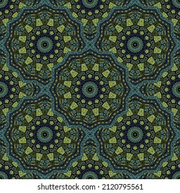 Flower medallion vector seamless pattern. Oriental motifs textile print. Iranian traditional seamless ornament. Ornate medallion embroidery graphic design. Tribal pattern ethnic ornament.