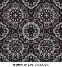 Flower medallion vector seamless pattern. Ethnic motifs tile print. Middle east traditional seamless ornament. Abstract medallion tile print graphic design. Shawl pattern ethnic ornament.