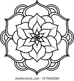 Flower mehndi pattern for Henna drawing and tattoo.Mandala coloring book simple and basic for beginners, seniors and children. 