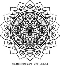 Flower mehndi pattern for Henna drawing and tattoo.Mandala coloring book simple and basic for beginners, seniors and children. 