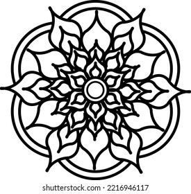 Flower mehndi pattern for Henna drawing and tattoo.Mandala coloring book simple and basic for beginners, seniors and children. 