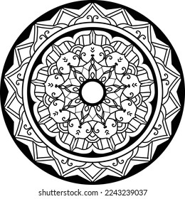 Flower mehndi pattern for Henna drawing and tattoo.Mandala coloring book simple and basic for beginners, seniors and children. Decoration in ethnic oriental, Indian style.